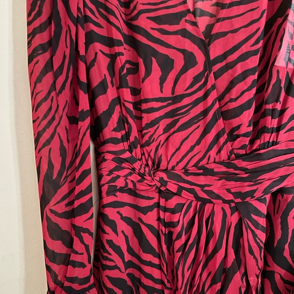 New Ba&sh Women's Red Saphir Wrap-effect Tiger-print Georgette Dress Small - Picture 7 of 13